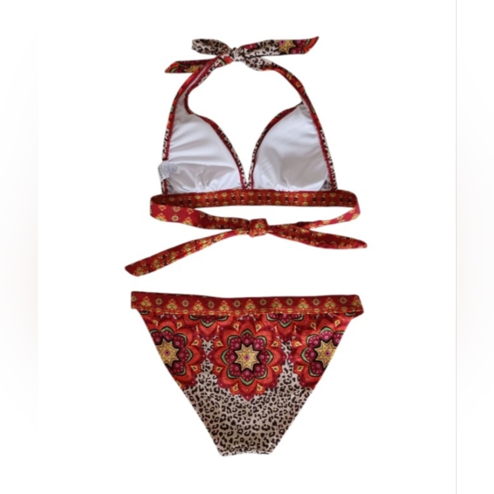 Venus Flirty Leopard Jungle Mosaic Bikini Set, Top Size B, Bottom Size 4 - Picture 2 of 15